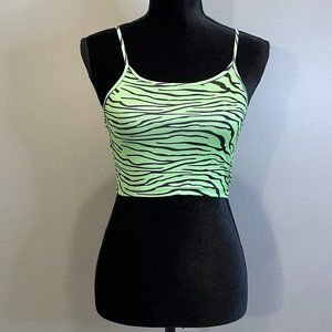 Do My Self Animal Print Cami Crop Top Neon Green sz S NWT